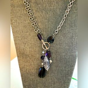 Purple and Black Gemstone Necklace
